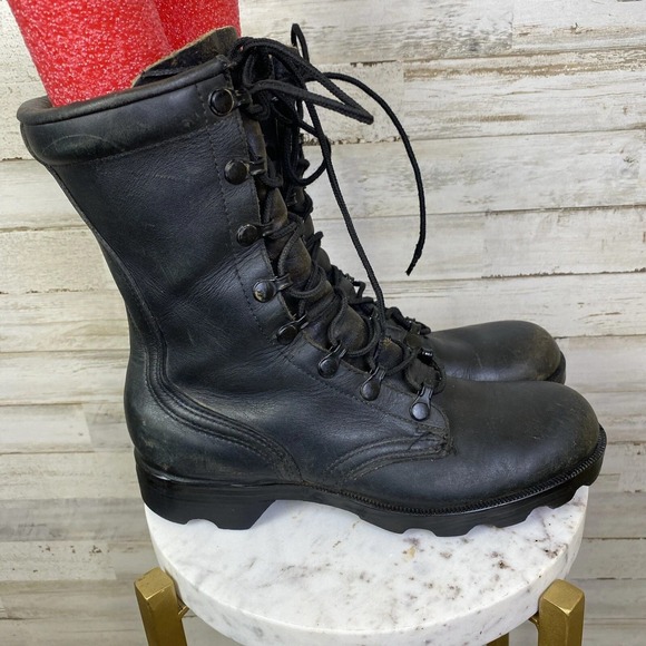VTG Vietnam Combat Boots US Military Sz 4.5N Black PJ 9-88 Grunge Gothic Soldier - Picture 1 of 12